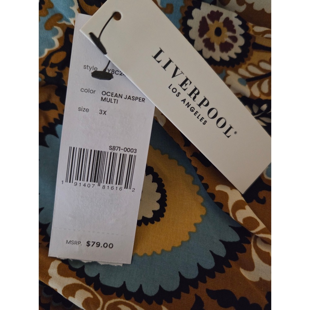 Women's size 3X LIVERPOOL top Southwest print blouse Button up long sleeve NWT - Picture 8 of 9